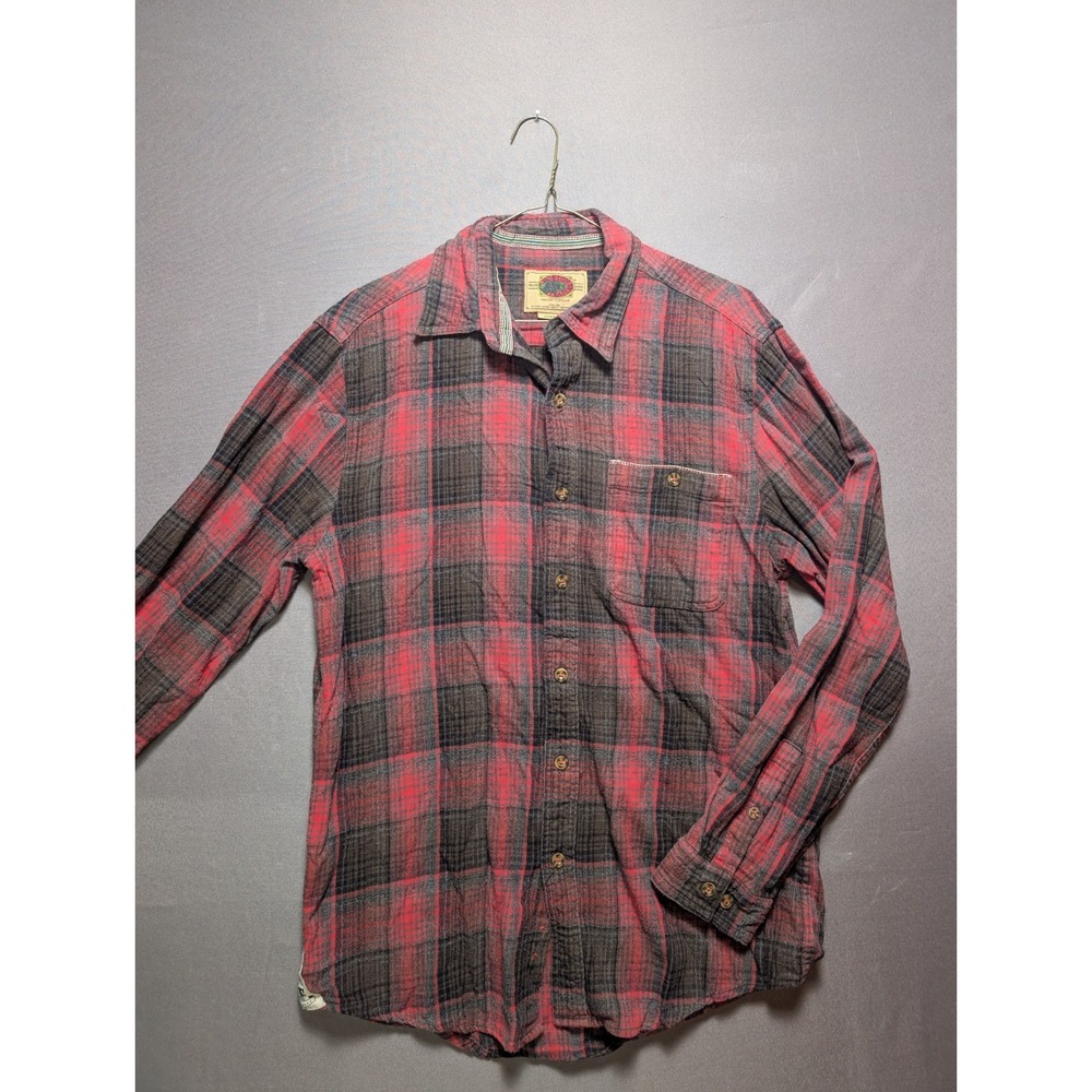 Boston Traders Mens Red Flannel Button Down Shirt Red Plaid Medium